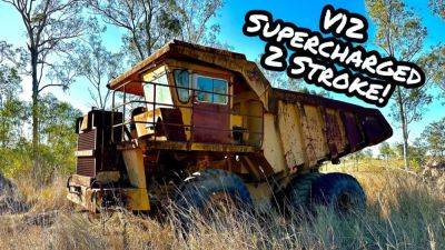 Abandoned Dump Truck Fires Up Two-Stroke V12 Diesel After Many Years