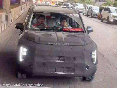 Kia Clavis - Kia Clavis Compact SUV Spied In Hyderabad – ADAS, Sunroof, Touchscreen, And More - rushlane.com - India - city Hyderabad